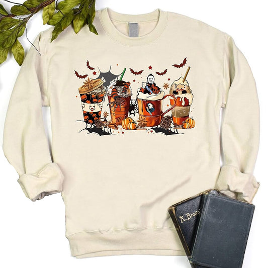 Halloween Horror Coffee Sweatshirt, Horror Movie Coffee Shirt