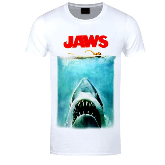 Men's Jaws Poster White Crew Neck T-Shirt