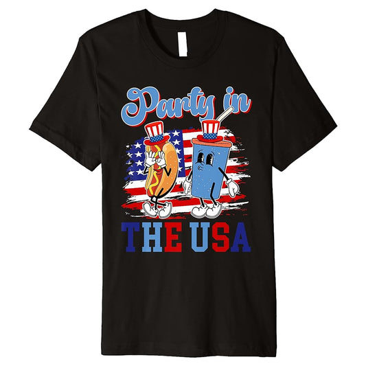 Party In The Usa Shirt Hot Dog Love USA Funny Fourth Of July Gift T-Shirt