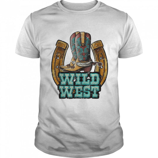 Cowboy Boots Horseshoe Wild West Western Shirt